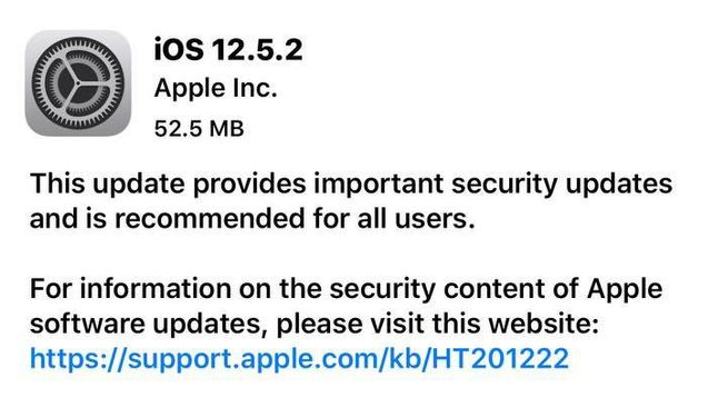 和静苹果手机维修分享iOS12.5.2发布，建议所有老苹果用户安装 